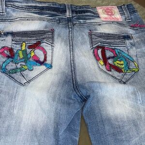 Vintage Ecko Red Denim Jeans Embroidered Women's Size 7/8